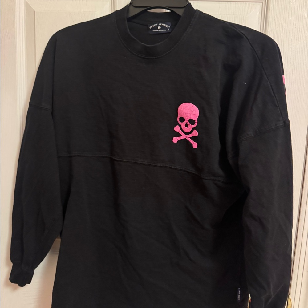 SoulCycle Black Long Sleeve Tee with Pink Skull